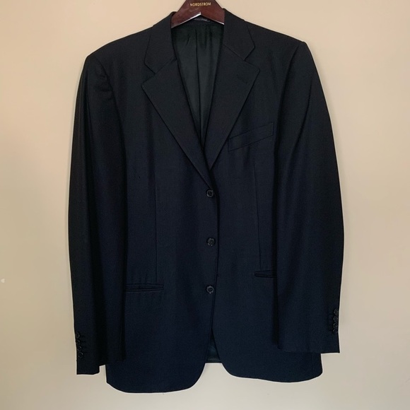 Ermenegildo Zegna Black 3 Button Wool Blazer IT 50 - Picture 1 of 8
